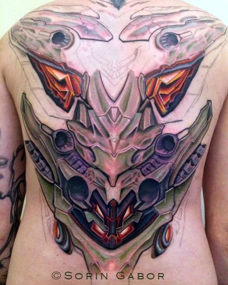 Tattoos - Bio Mech suit backpiece alien armor tattoo - 112106